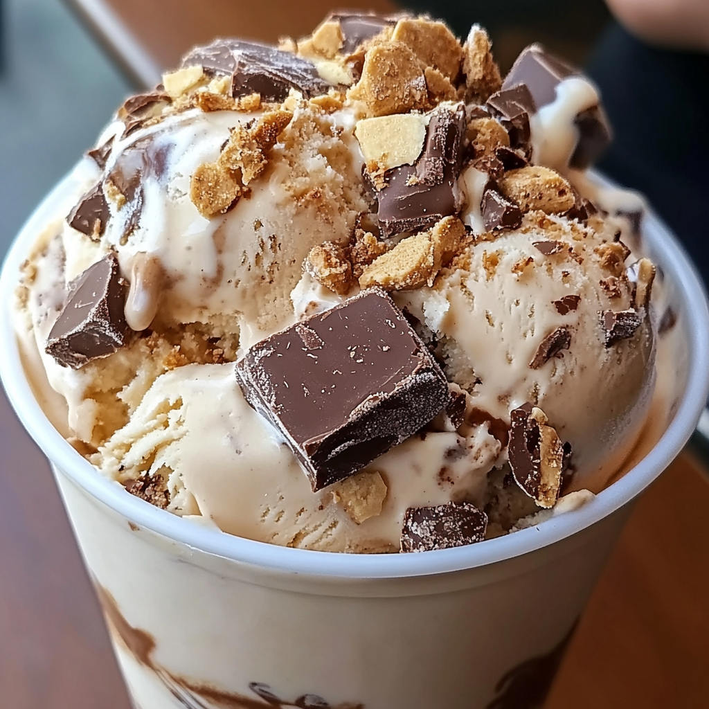 Snickers & Reese's Cookie Dough Ice Cream Delight