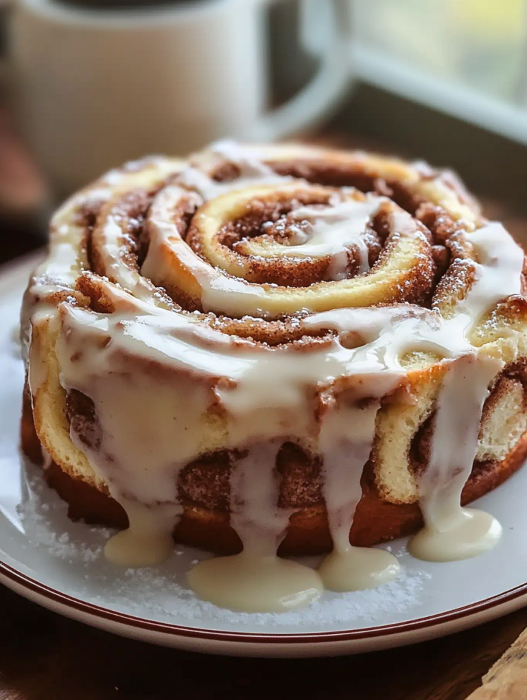Cinnamon Roll Cake with Swirls of Brown Sugar & Icing