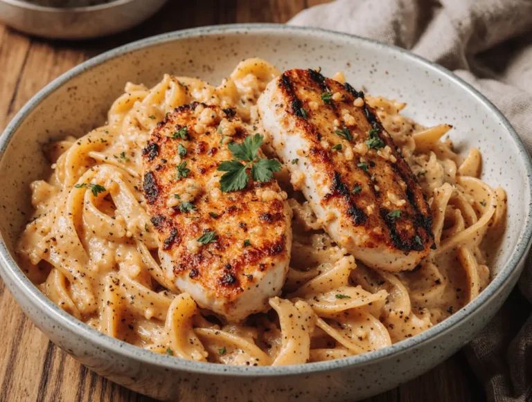 One Pot Cajun Chicken Linguine in Creamy Garlic Parmesan Sauce