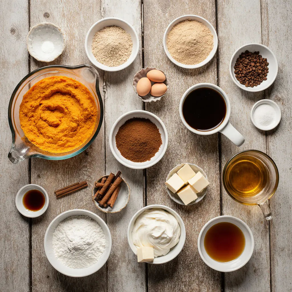 Slice of pumpkin spice latte cake topped with creamy frosting and a sprinkle of cinnamon.