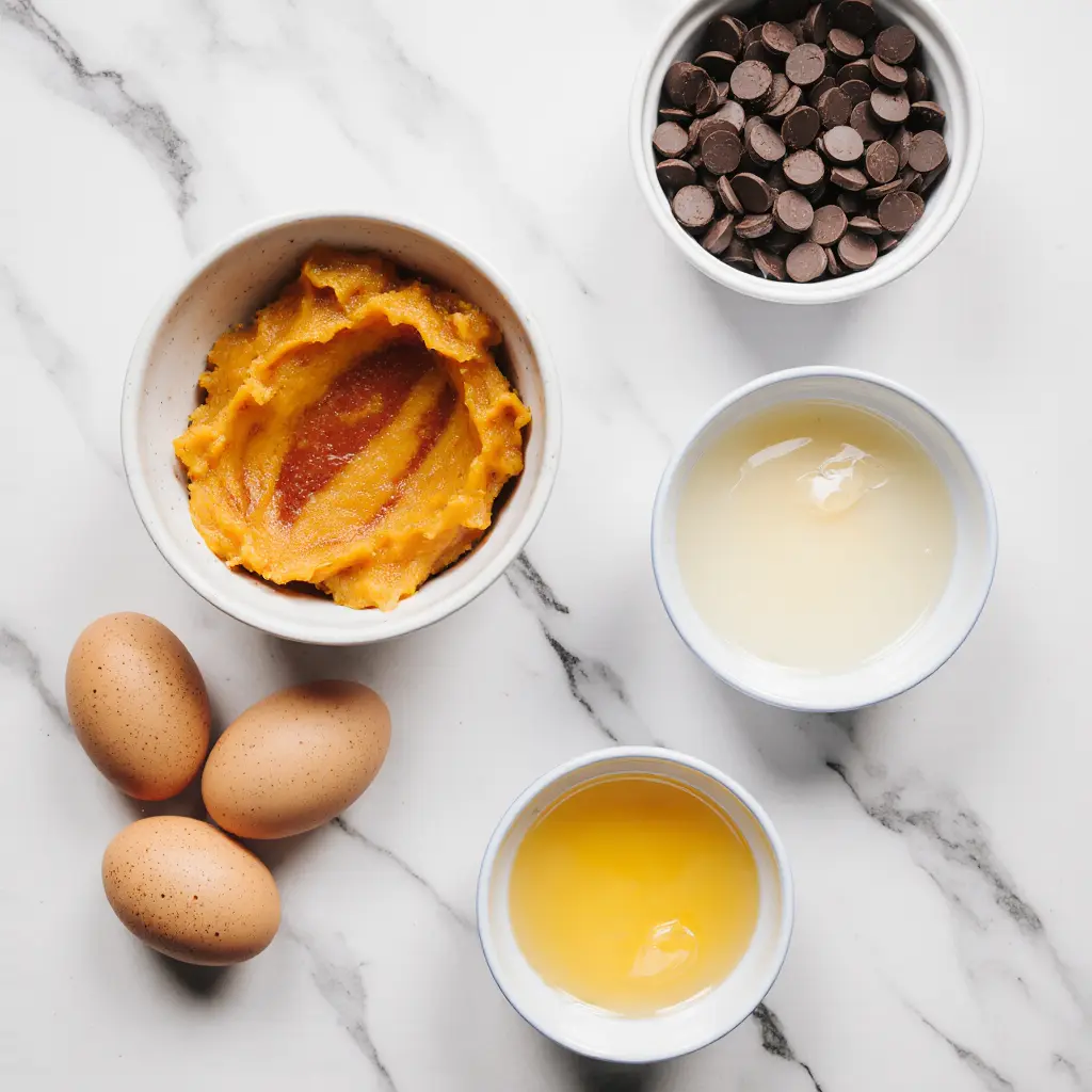 Fudgy pumpkin brownies cut into squares and served on a rustic plate with autumn decorations.