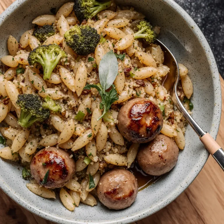 Chicken Sausage Broccoli Orzo Skillet