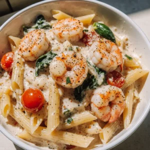 Creamy Tuscan Shrimp Penne Pasta