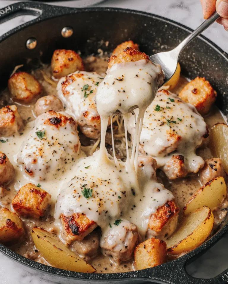 Garlic parmesan crockpot chicken and potatoes served in a bowl, garnished with fresh parsley.