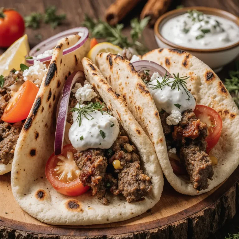 Pitas filled with seasoned ground beef
