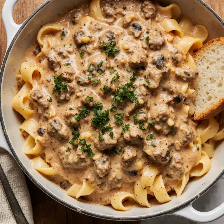 creamy ground beef stroganoff