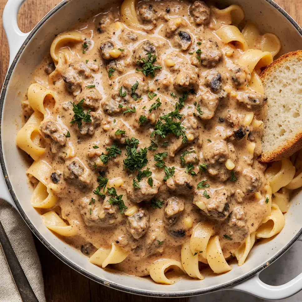 creamy ground beef stroganoff