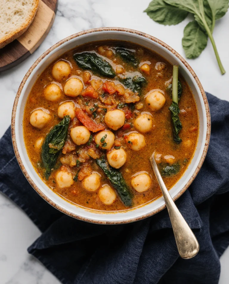 Delicious Spicy Chickpea and Spinach Stew: Healthy Vegan Recipe