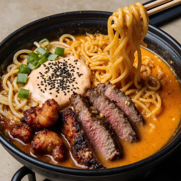 Spicy Korean Ramen with Grilled Beef