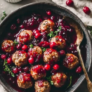 Crockpot Cranberry Turkey Meatballs