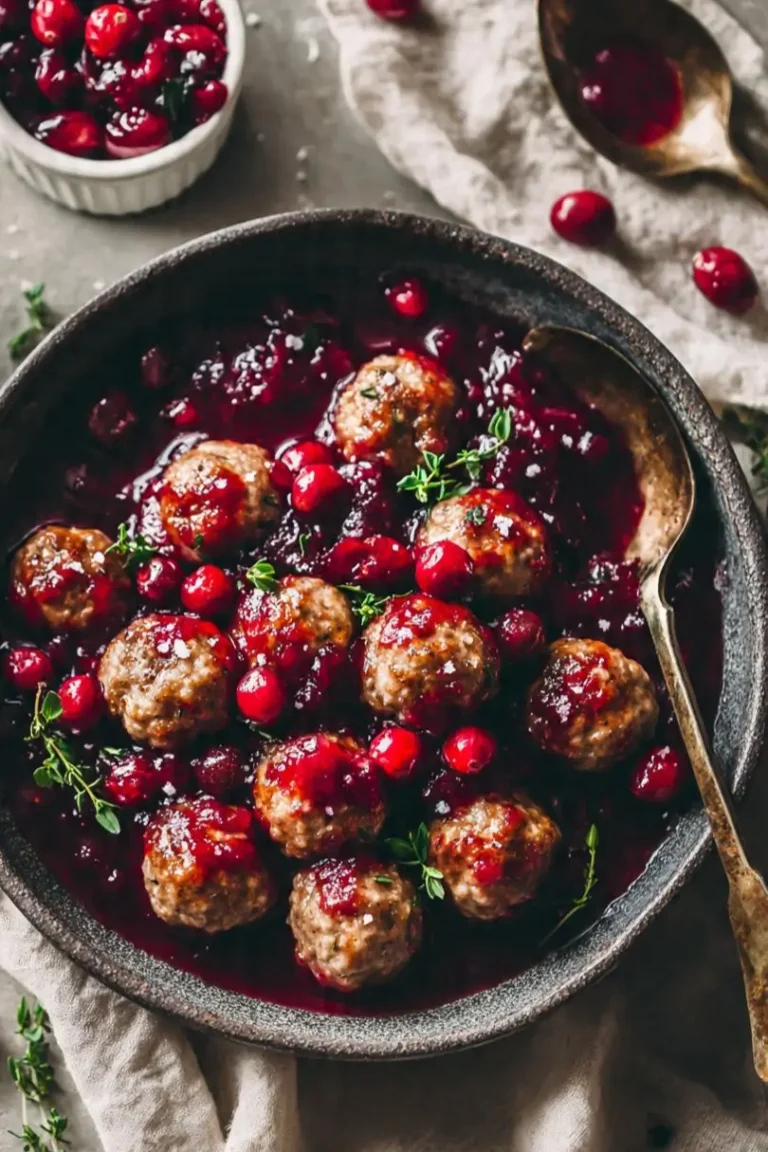 Crockpot Cranberry Turkey Meatballs