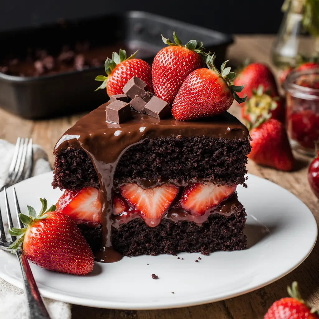 chocolate strawberry bomb cake