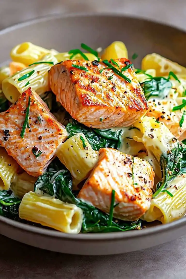 creamy salmon spinach pasta