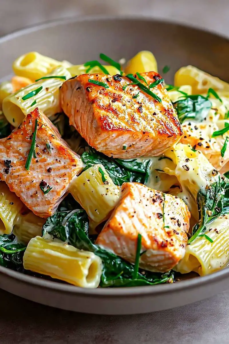 creamy salmon spinach pasta