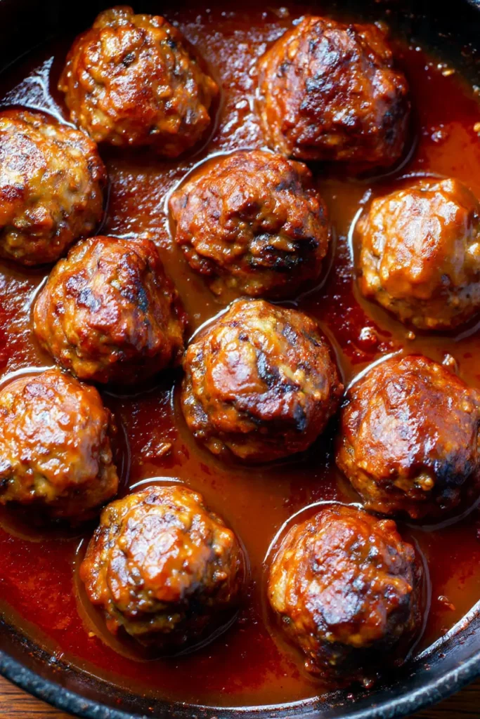 red wine braised meatballs