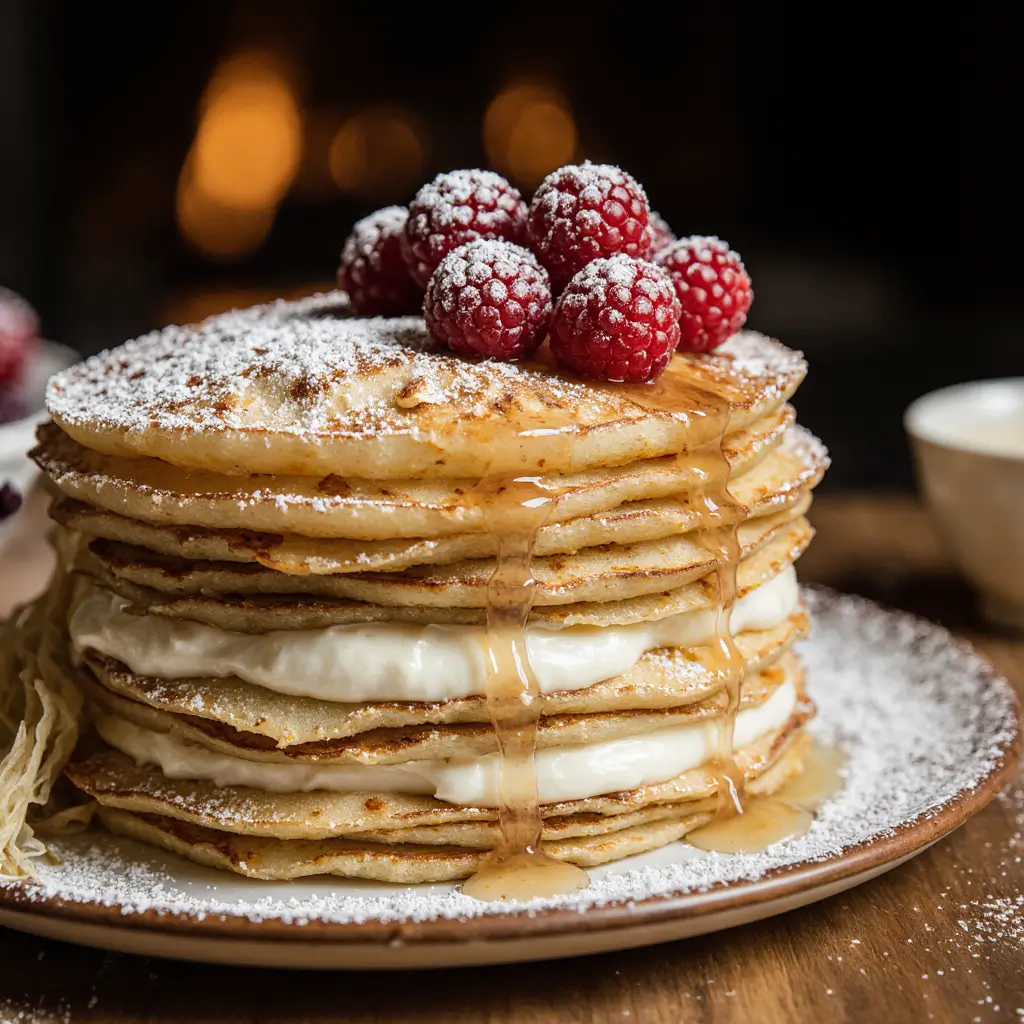 vanilla cream mille crêpe cake