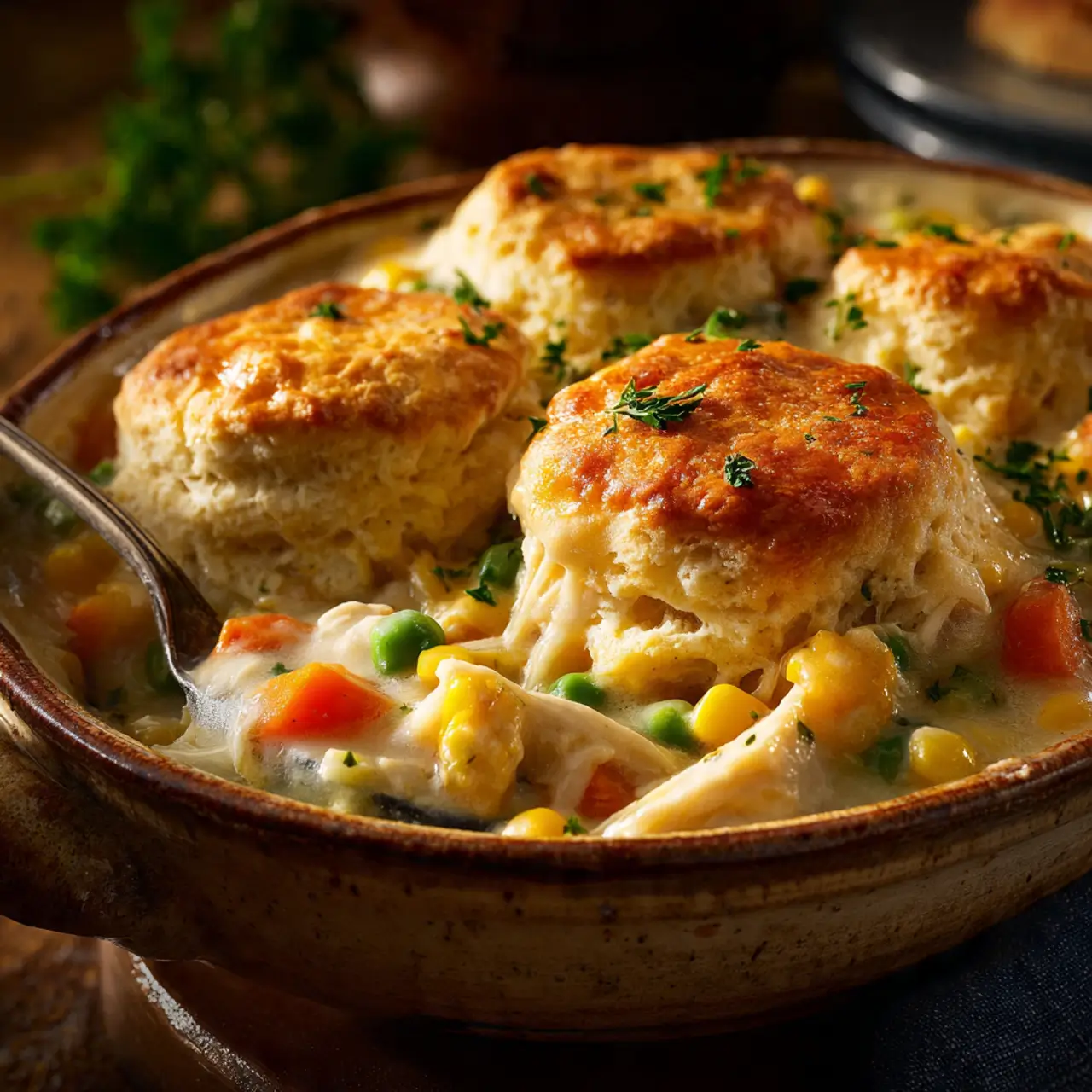 Chicken Pot Pie with Biscuits