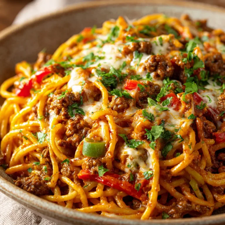 Creamy Cajun Beef Spaghetti