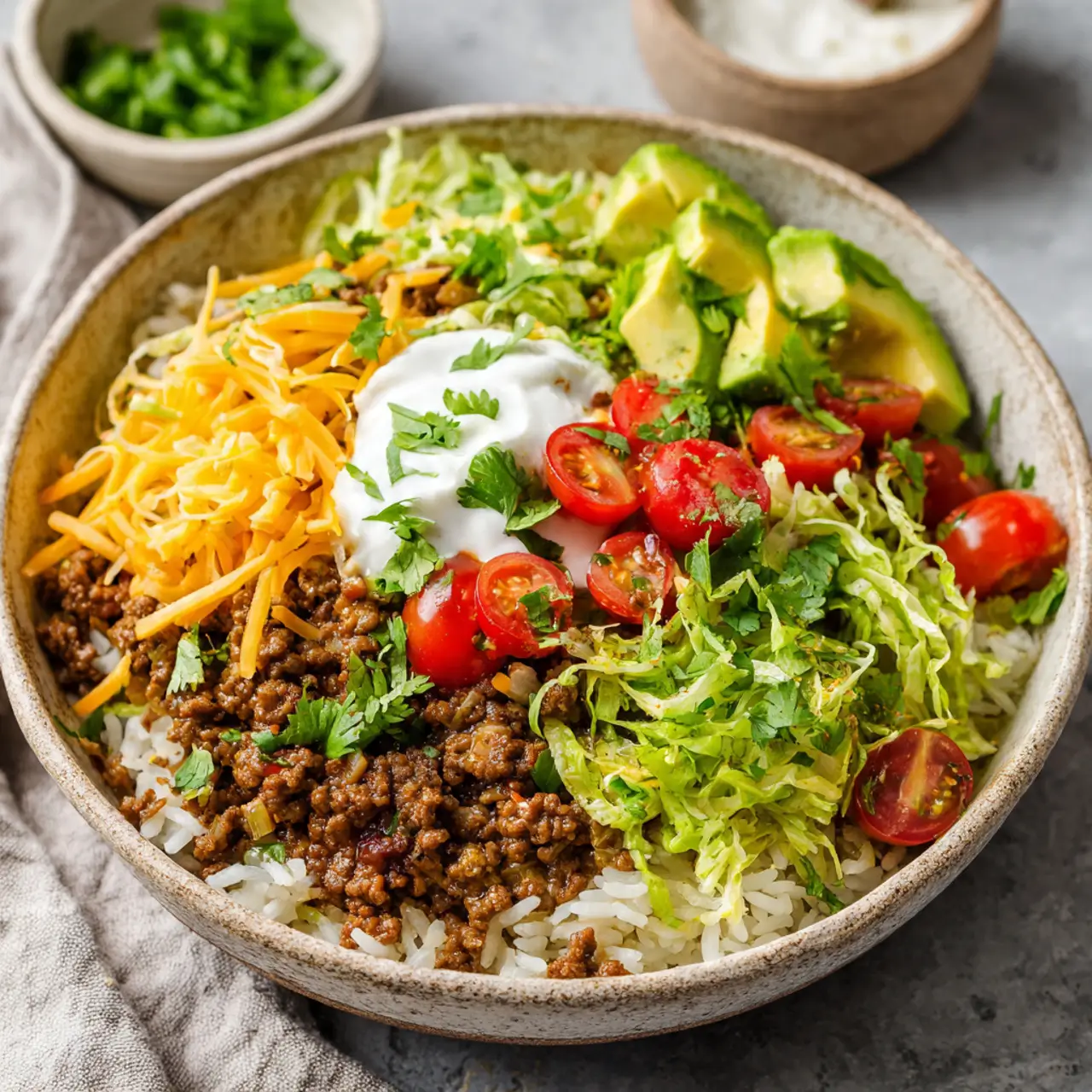 easy taco rice bowl